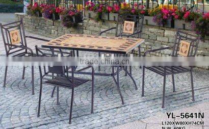 garden furniture rectangle mosaic wrought iron table and chair