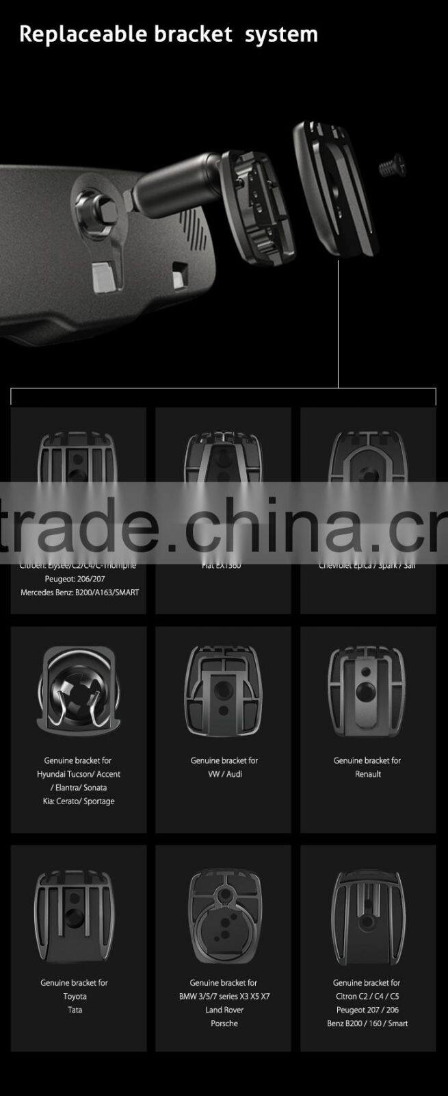 4.3 inch car lcd monitor with mirror link mirror,back up camera display