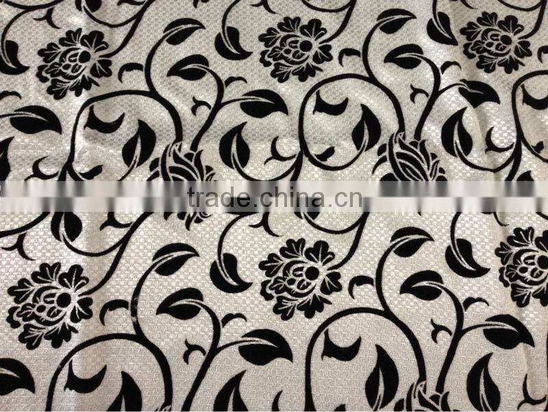 New pattern 100% polyester imitation linen flocked fabric for cushion and sofa