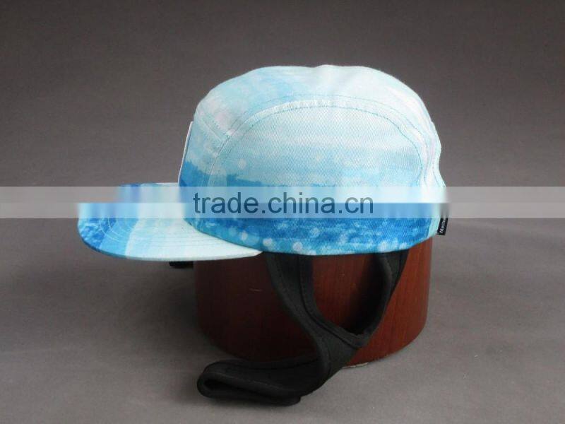 Hot selling Flat brim 5-panel Camper Cap with Fixed Belt