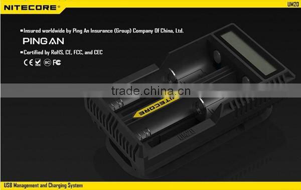 LCD Smart Charger Nitecore UM 20 US/EU/UK/AU Plug Nitecore UM 20 charger UM 20 battery charger fit for 18650 rechargeable cells