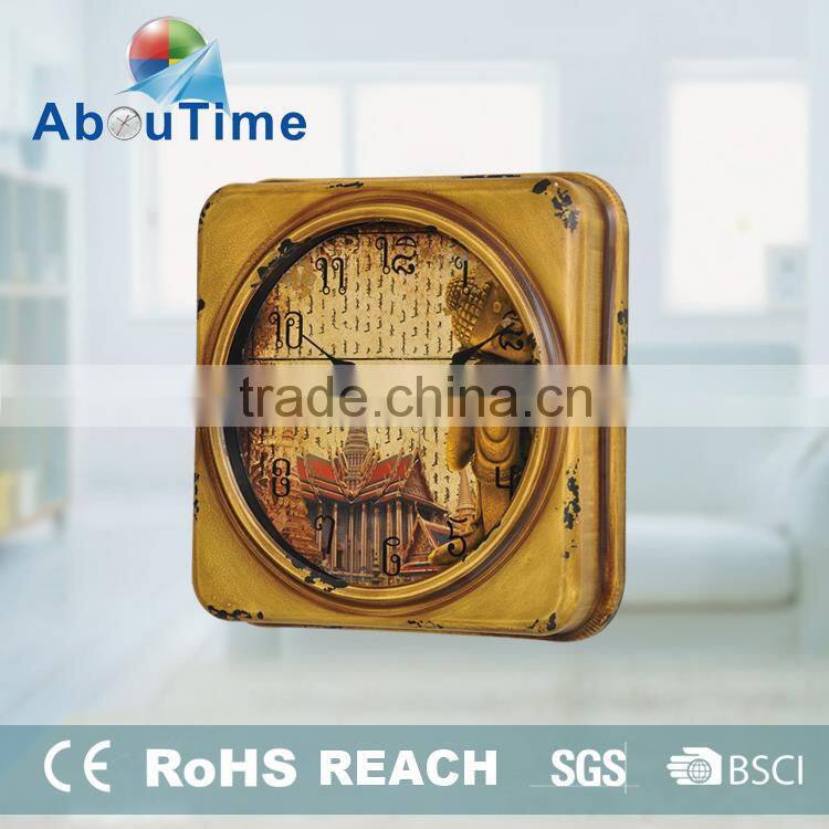 New product rectangular wrought iron radio controlled wall clock