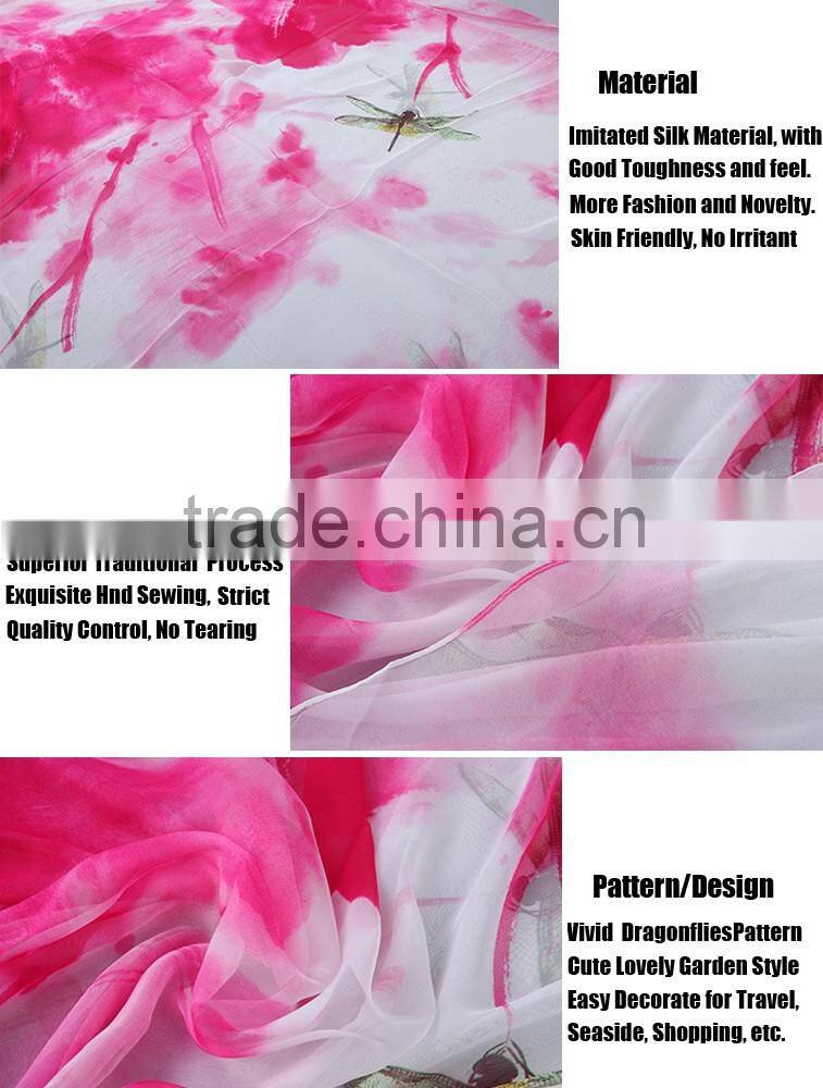 Pink Rose Silk Twill Scarves Print Women Scarf Handmade Wrap Shawl Chiffon Large Cheap Price
