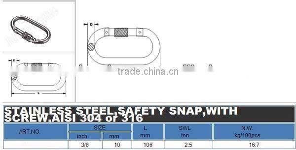 High quality safety rigging snap hooks with screw