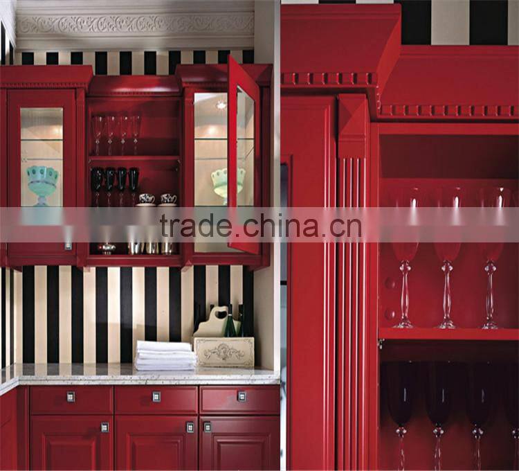 Red Europe kitchen vanity cabinet, popular kitchen cabinet model