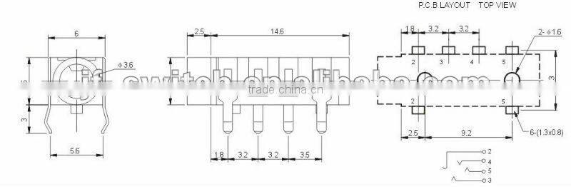 female smt phone jack connector PJ-3519A-H