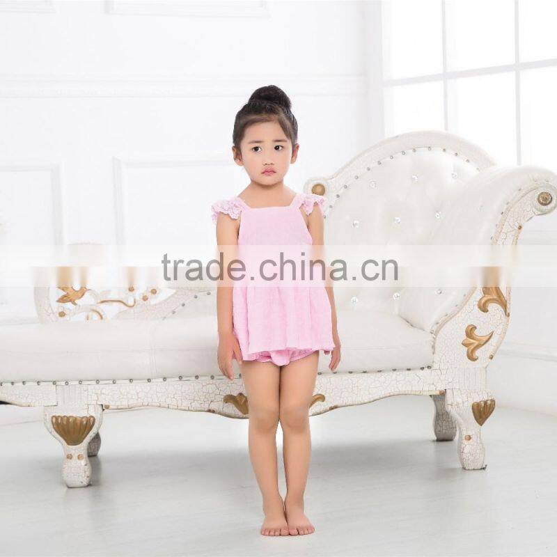 2016 wholesale adorable fashion design children's boutique set baby clothing girls party dresses