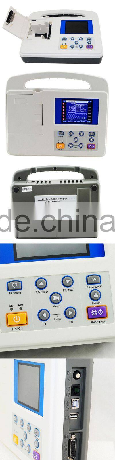 Professional Manual/Auto/Arrhythmia analysis modes 12 lead One channel digital portable ECG machine with high resolution