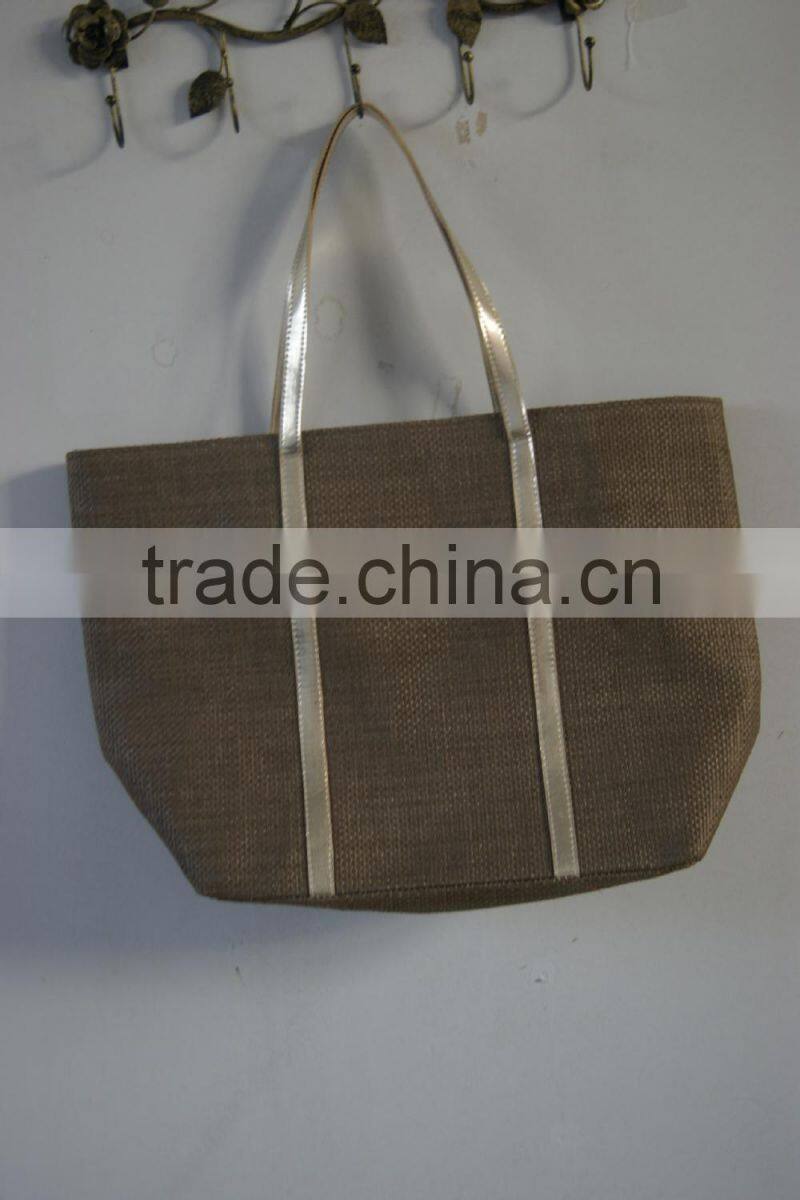paper straw light brown tote beach bag splicing style for women