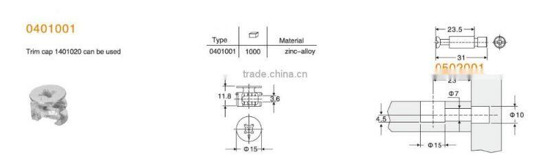 zinc-alloy connecting eccetric cam furniture fittings