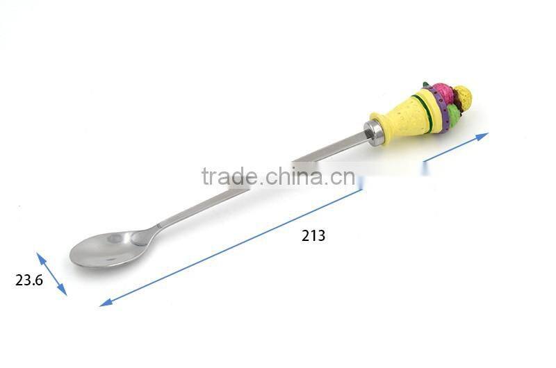 Long handle metal ice-cream spoon with designed tips