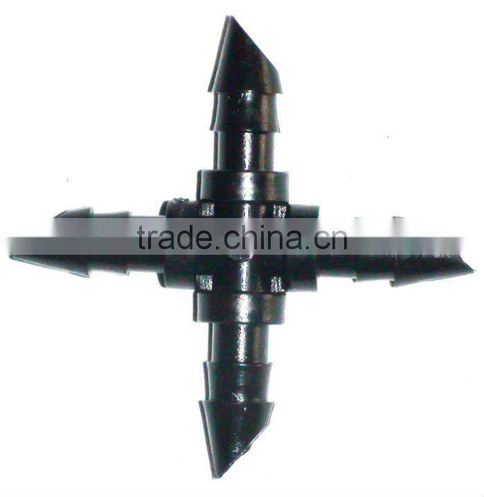 4mm barbed 4-way tape connector,Barbed across connector,Micro Barbed Cross