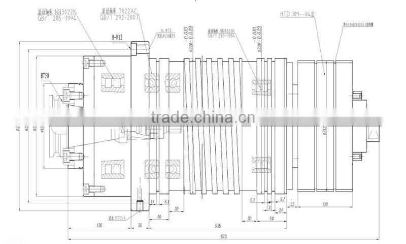 BT50 2000r/min high speed machining center spindle belt drive spindle