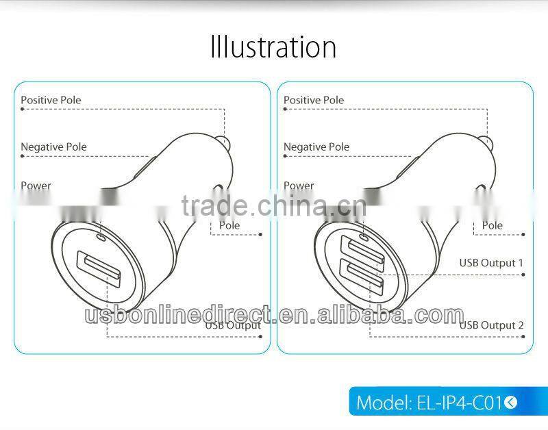 MFi approval Colorful Universal USB Car Charger for iPhone 5 Ipad ,etc