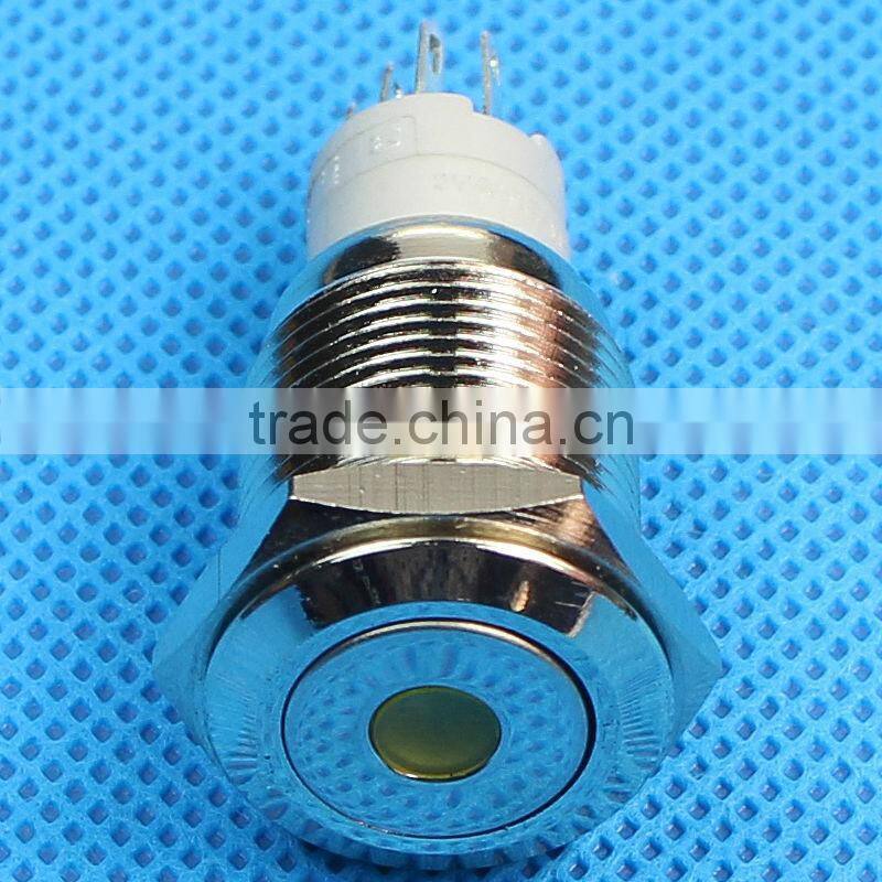flat round illuminated 16mm push button switch