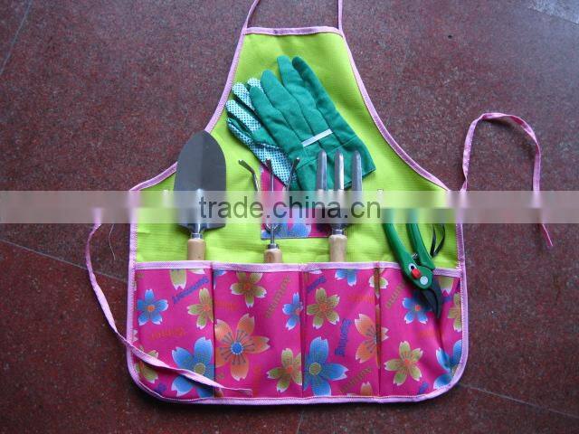 woman's 6pcs garden tools set with apron