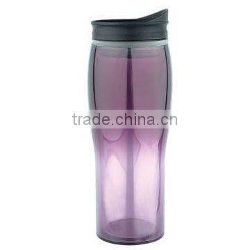 Colorful comfortable striped Auto mug plastic Eco-friendly auto travel cup mug with good friction