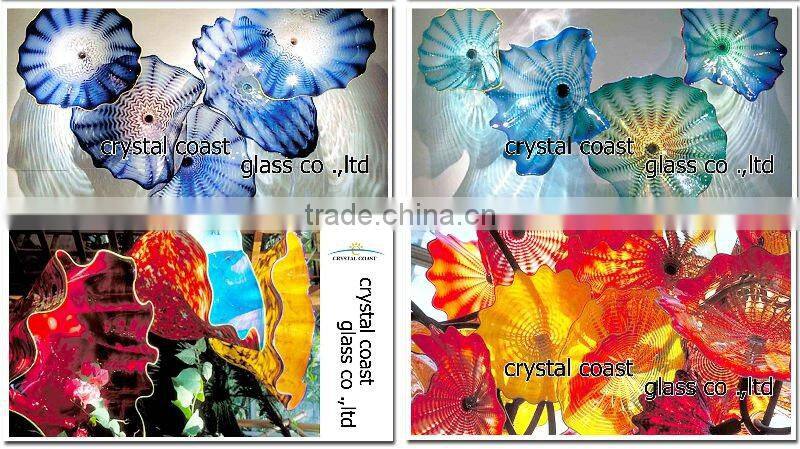 cobalt blue glass wall decorative hanging plates;home decor wavy style;artificial flowers plate for easter tree decoration