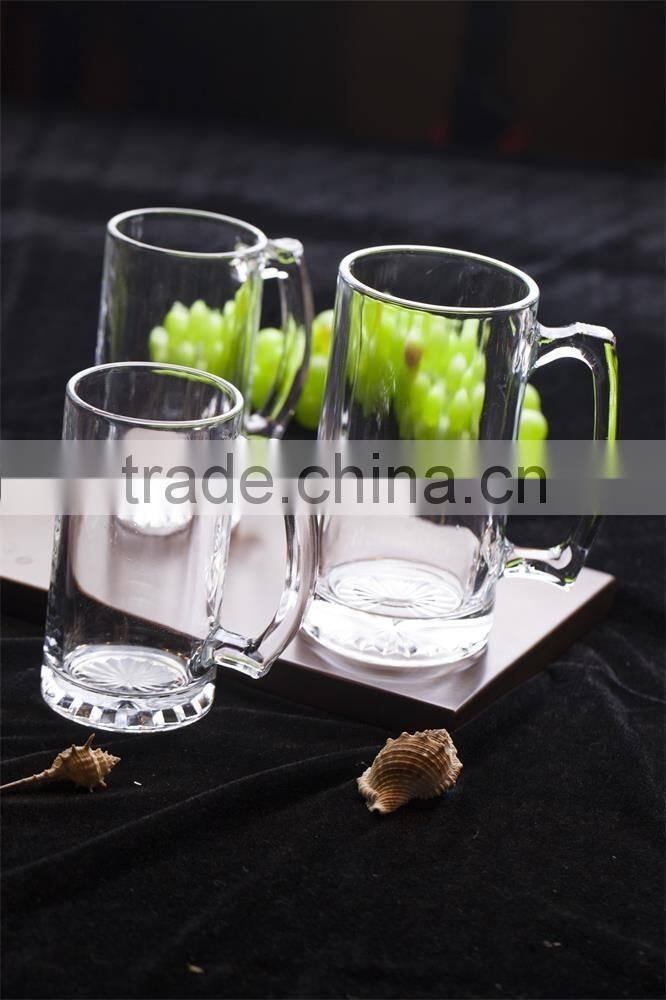 clear glass beer cup with handle glass tea cup from shandong