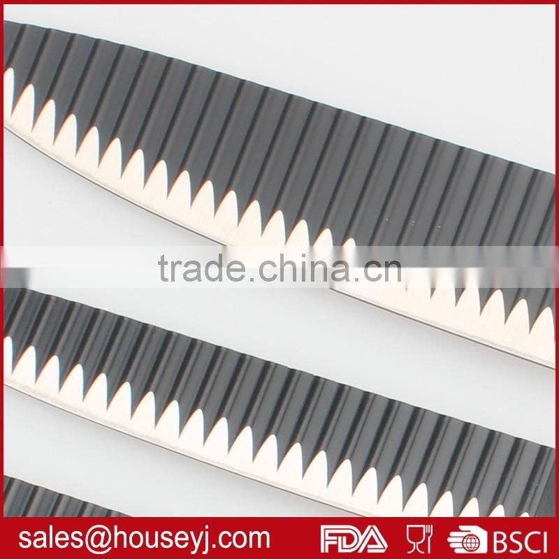 Set of 5pcs knife set non stick color kitchen knife blade with"V"wave grooves design