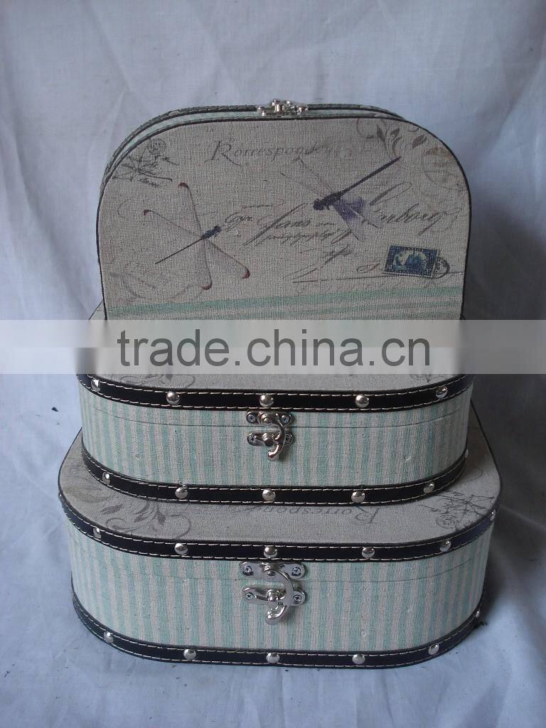 washed white wooden trunk with corner metal decor