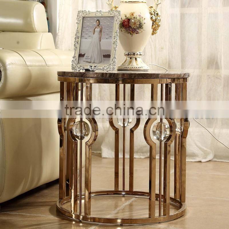 French style round marble top side table