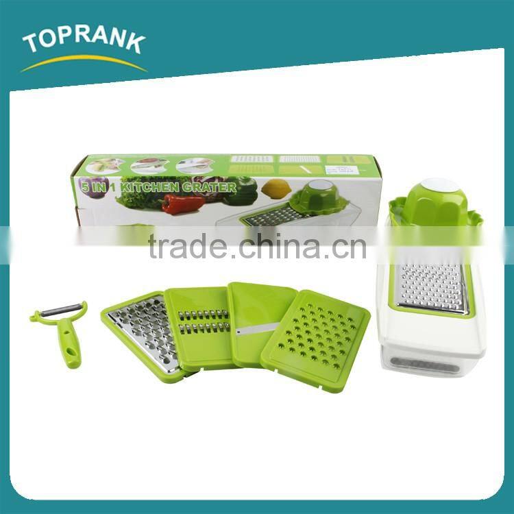 Toprank Professional 5-in-1 Vegetable Peeler Slicer And Grater 5 Interchangeable Blades Mandolin Vegetable Slicer
