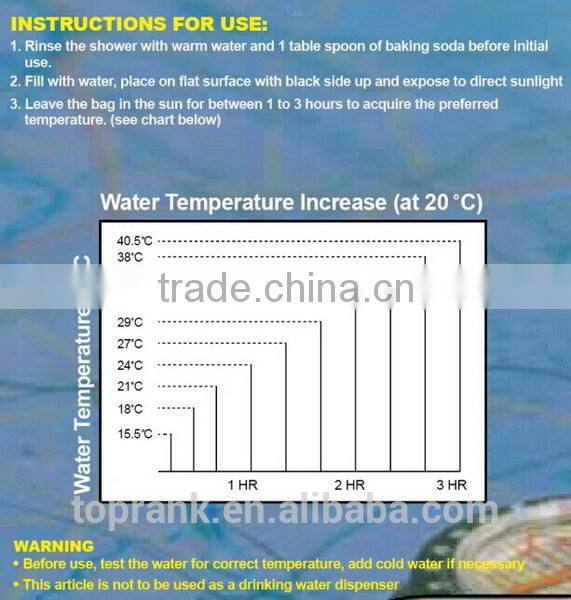 40L PVC solar shower bag, outdoor portable camping shower