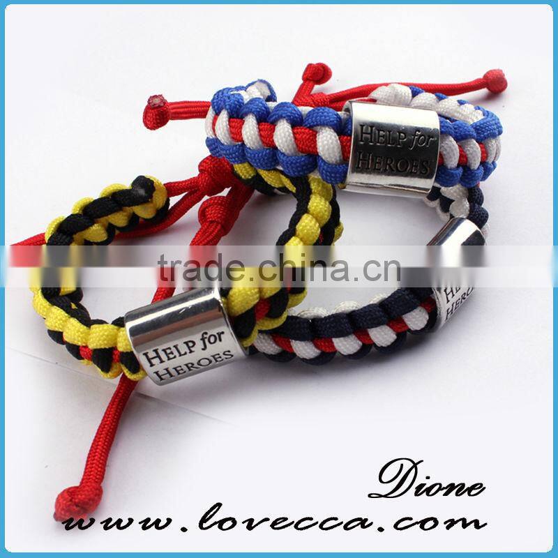 Custom survival paracord bracelet wholesale metal buckle with logo engraved