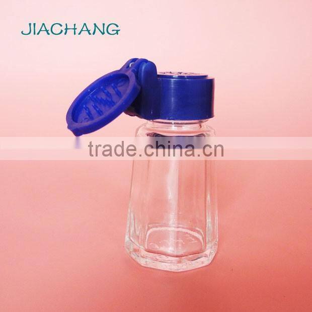 tiny vial glass table condiment holder with plastic hole dispenser lid