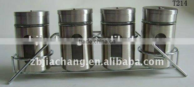 4pcs glass spice jar set with stainless steel lid