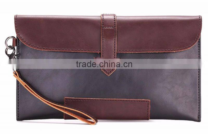 PU Leather Clutch Wallets Purse Handbag With Wristbelt