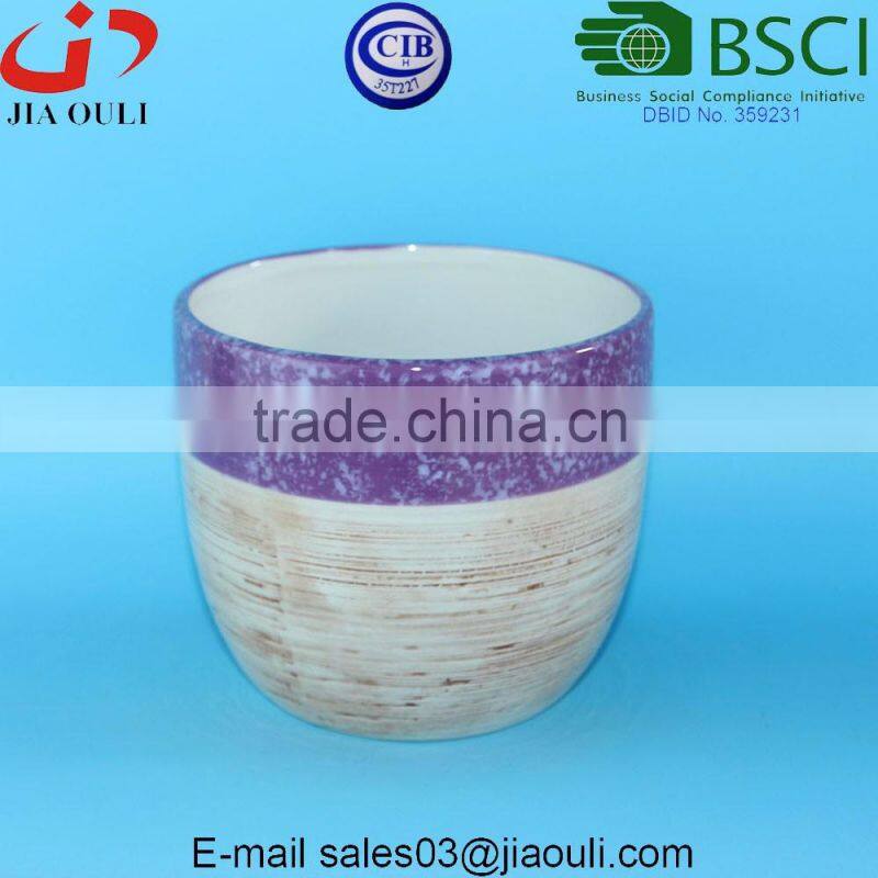 Grey sand surface ceramic Ball shape flower pot