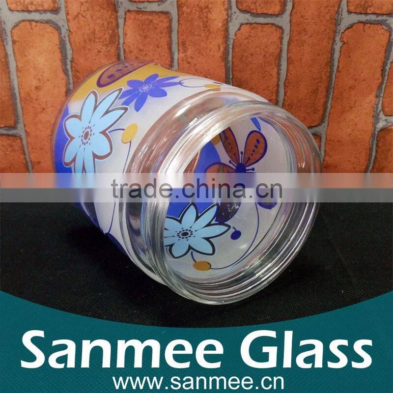 High Quality Decal Thermal Transfer Glass Storage Jar With Lid