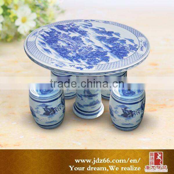 Garden decoration handpaimted flower ceramic round dinning table in hot sale