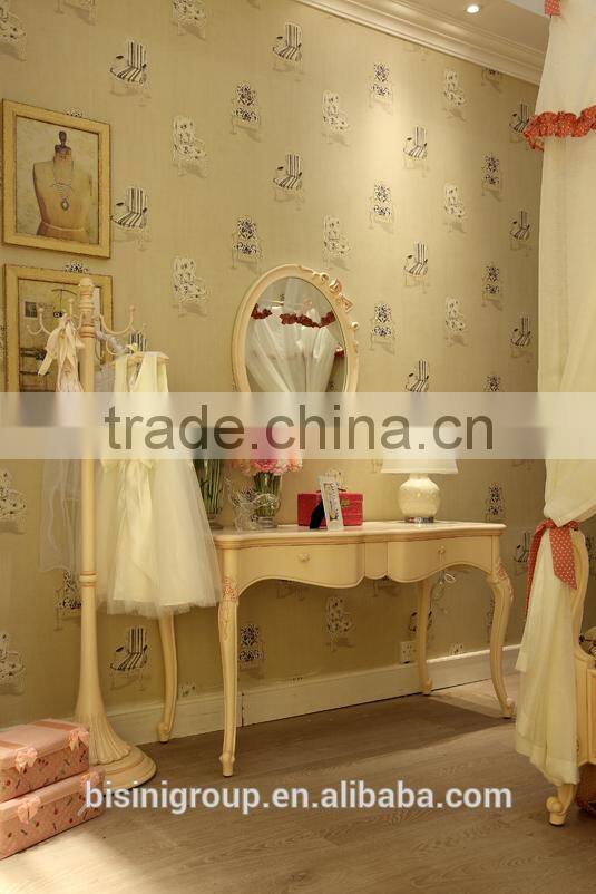 French style wooden carved ivory antique finished vanity makeup dresser with mirror - BF07-70357D