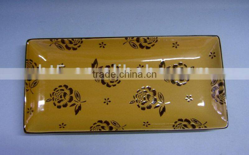 microwave unique design colored ceramic plate wholesale