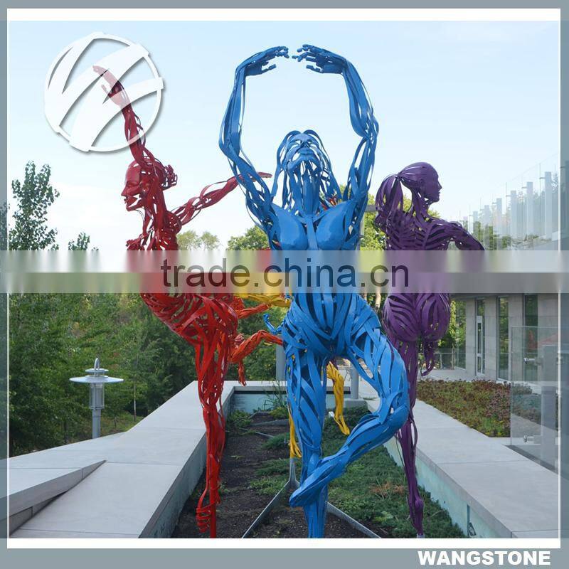 Modern garden painted metal ballet dancer sculpture
