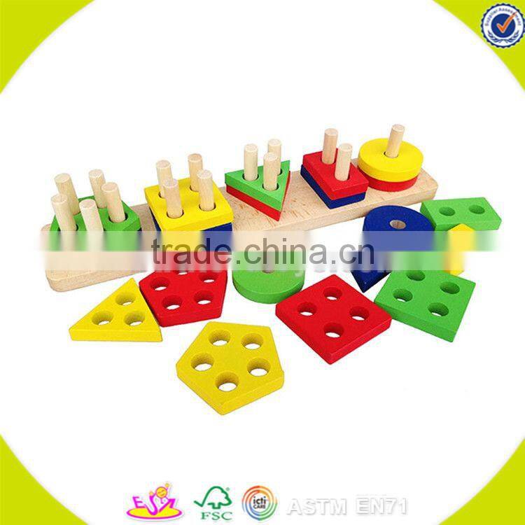 wholesale cheap kids wooden stacking sort blocks preschool shape sort blocks children wooden stacking classic game W13D112