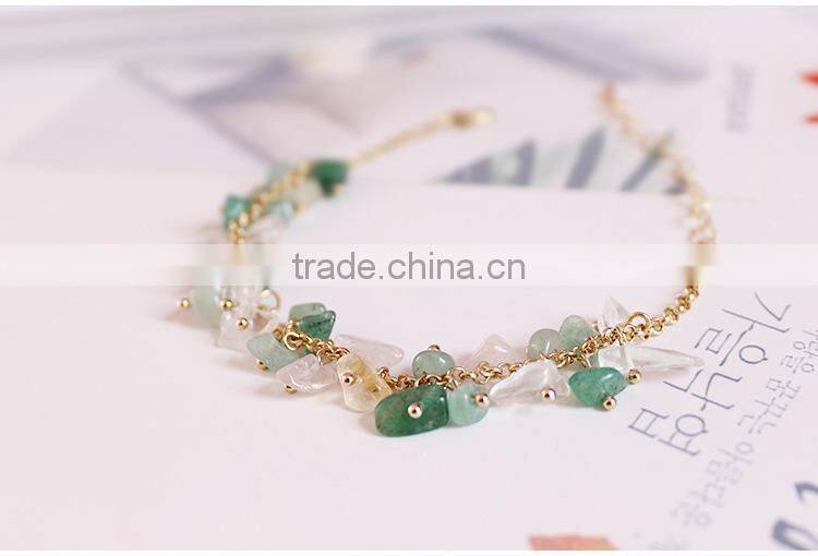 raw stone charms gold chain bracelet crushed stone bracelet
