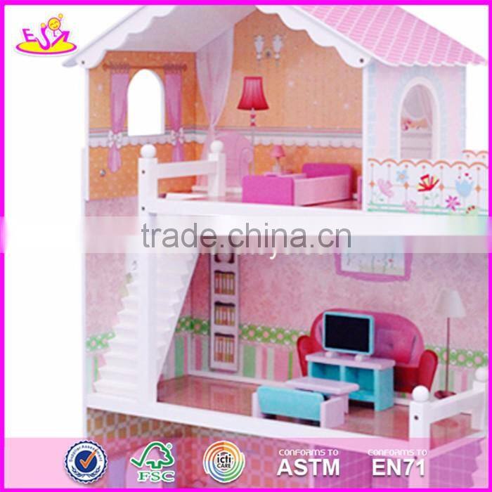 2017 New design girls miniature toys wooden doll house kits W06A083