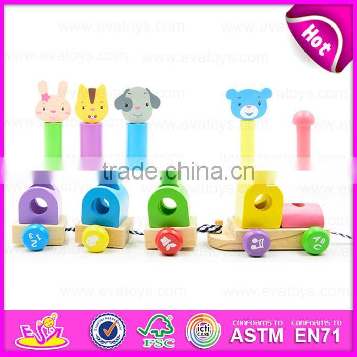 Pull back wooden toy four animals assorted,Wooden Pull Toys Interactive Cartoon Animal Pet Toy W05B112