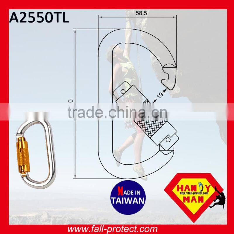 25KN Screw Lock O Type Mountain Climbing Carabiner Made Of Aluminum