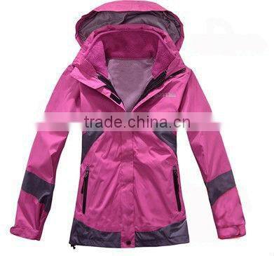 Ladies' 100% polyester windproof mountaineering jacket with inner fleece