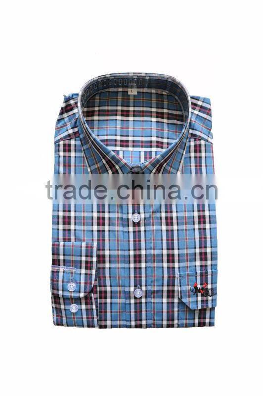 2013 Mens Fashion 100%Cotton plaids/ checked long sleeve shirt; Mens comfortable fit casual shirt
