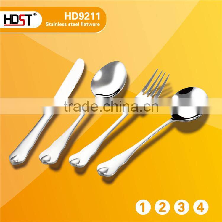 best selling 23pcs water drop type handle and Mirror polish stainless silver dinner set