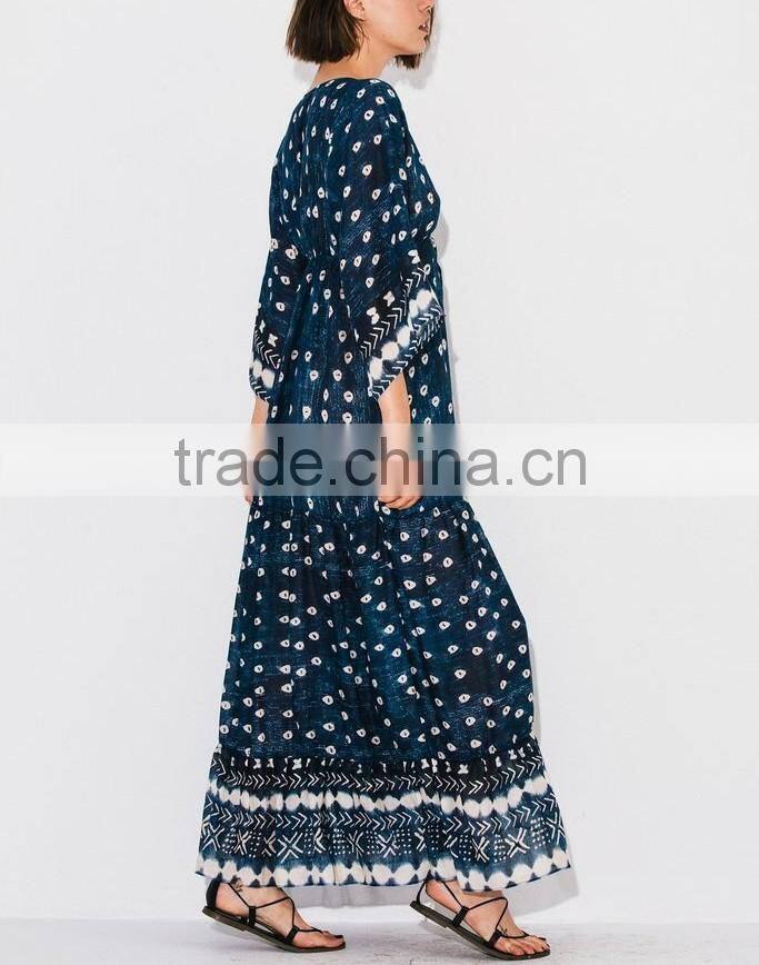 Gorgeous Boho Printed Rayon V Neck Maxi Dress Bohemian Ladies Western Dresses Names HSd5094