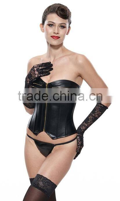 2015 Best Sale High Quality Plus Size Leather Steel Boned Waist Training corset