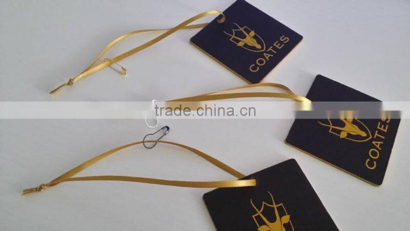 2017 Customized logo hot stamping paper hang tags swing tags for clothing