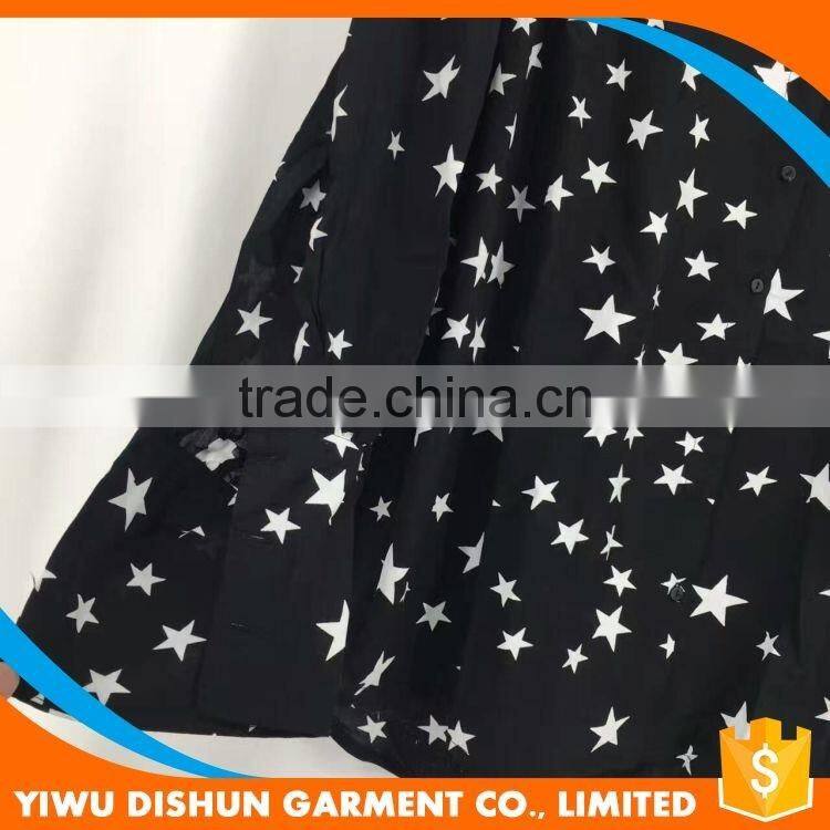 Best sexy star print fancy black blouse designs